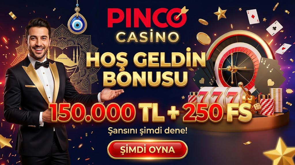 Pinco casino hoş geldin bonusu ve 150.000 TL ödül görseli